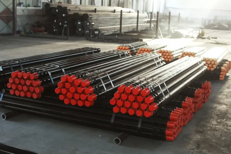 Display of friction welded drill pipe finished products